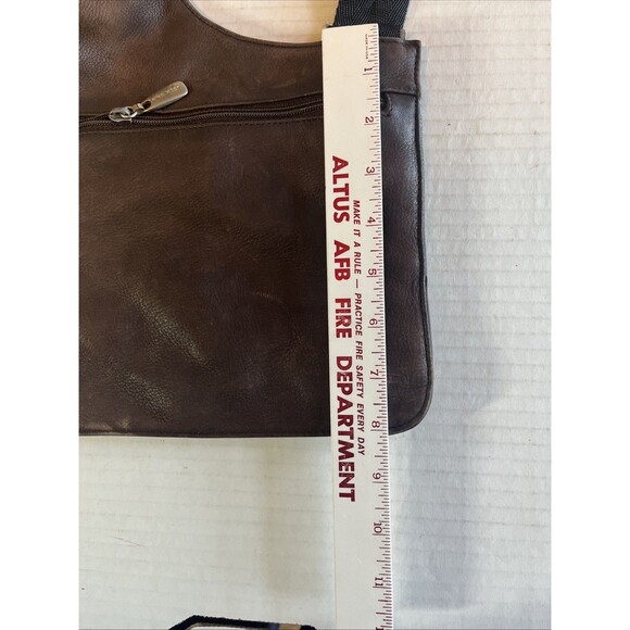 Vintage Nine West Crossbody Bag Unisex Brown Leather Slim Line Wide Strap - Picture 12 of 15
